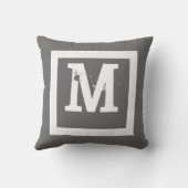 モノグラムカスタムピローはっきりしたドデコール灰色と白 クッション (裏面)