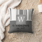 モノグラムカスタムピローググレー及び白デザイン クッション (ブランケット)