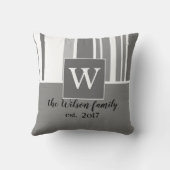 モノグラムカスタムピローググレー及び白デザイン クッション (裏面)