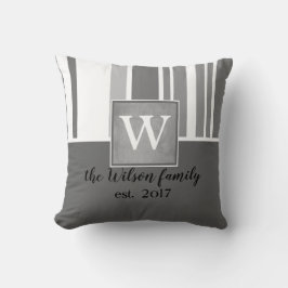 モノグラムカスタムピローググレー及び白デザイン クッション