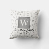 モノグラムカスタムピローググレー及び白デザイン クッション (裏面)