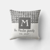 モノグラムカスタムピローググレー及び白デザイン クッション (裏面)