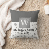 モノグラムカスタムピローググレー及び白デザイン クッション (ブランケット)