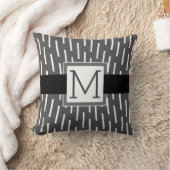 モノグラムカスタムピローモダンググレーと白 クッション (ブランケット)