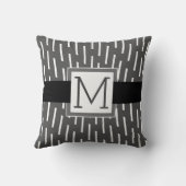 モノグラムカスタムピローモダンググレーと白 クッション (裏面)