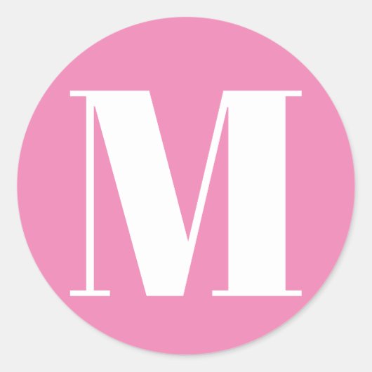 モノグラムカスタムピンク白イニシャル番号 ラウンドシール (正面)