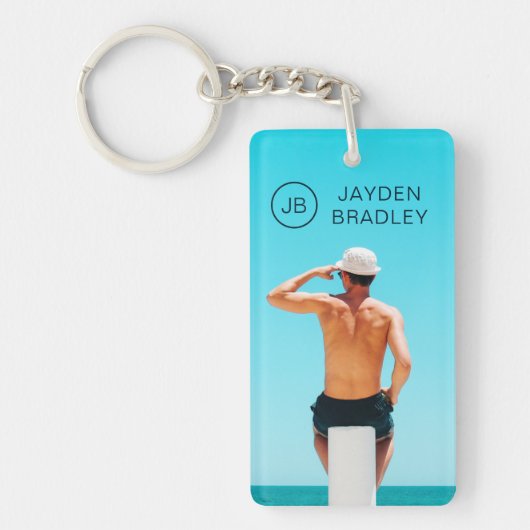 モノグラムカスタムフォトパーソナライズされたフォト名 キーホルダー (正面)