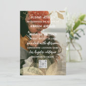 モノグラムカスタムフォトQRコードゴールデンリネン 招待状 (スタンド正面)