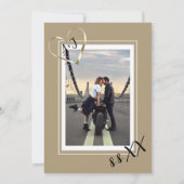 モノグラムカスタムフォトQRコード金ゴールドグレー 招待状 (裏面)