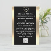 モノグラムカスタムフォトQRコード金ゴールドブラック 招待状 (スタンド正面)