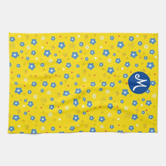 モノグラムカスタムフローラプリント キッチンタオル (横)