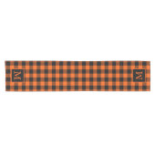 モノグラムカスタムブラックオレンジバッファロープレイドパターン ショートテーブルランナー (横)