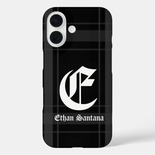 モノグラムカスタムブラックプレイド Case-Mate iPhoneケース (裏面)