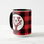 モノグラムカスタムプレイドトインディアホリデーコーヒー マグカップ (正面左)