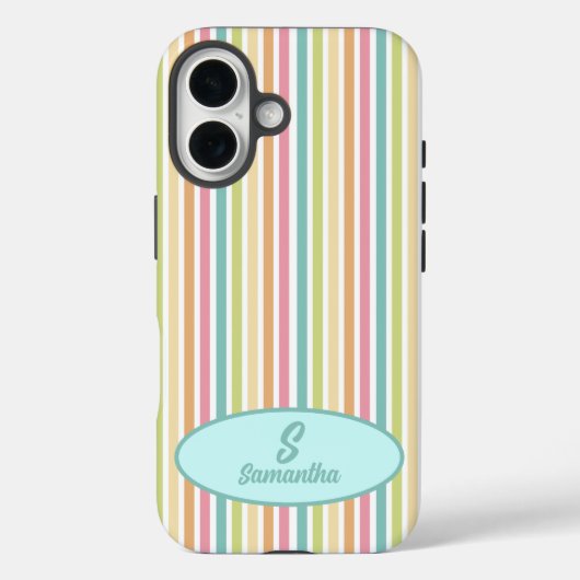 モノグラムカスタムホライアルパステルストライプズ Case-Mate iPhoneケース (裏面)