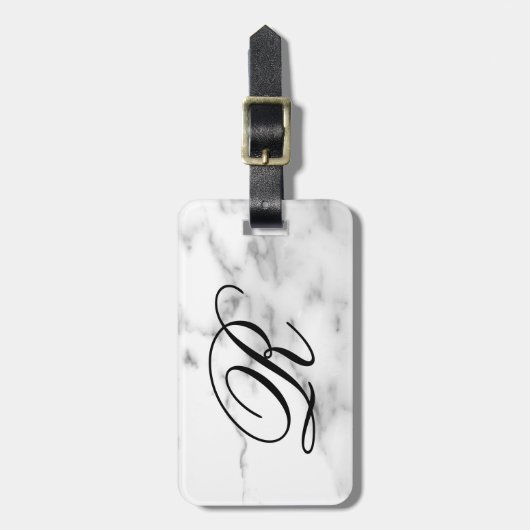 モノグラムカスタムホワイトマーブルストーンエレガント旅行 ラゲッジタグ (正面縦)