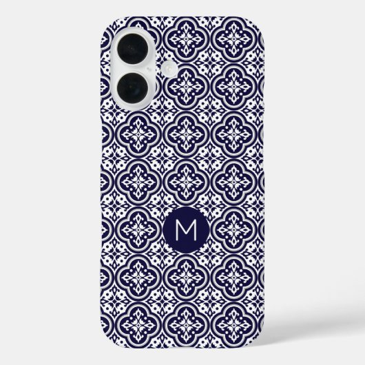 モノグラムカスタムポルトガルのタイルのパターン Case-Mate iPhoneケース (裏面)