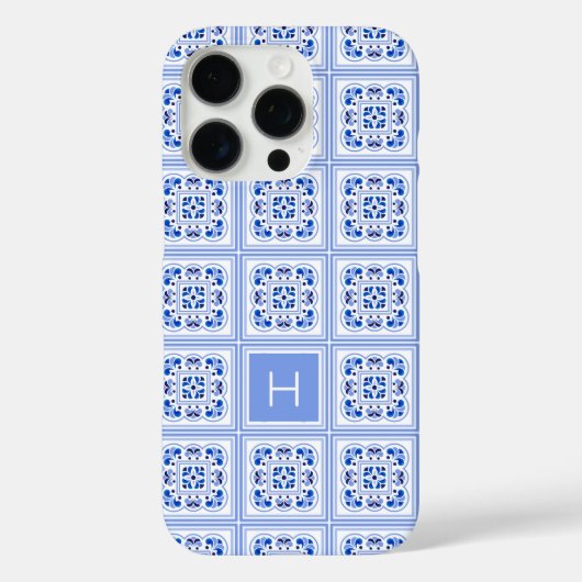 モノグラムカスタムポルトガルのタイルのパターン Case-Mate iPhoneケース (裏面)