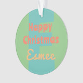 モノグラムカスタムミントコーラルピンクピーチ オーナメント (正面)