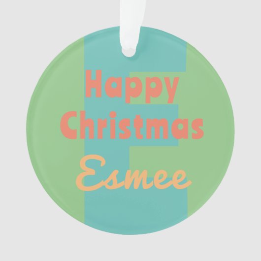 モノグラムカスタムミントコーラルピンクピーチ オーナメント (正面)