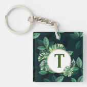 モノグラムカスタムレタープラントリーフホームまたは車の鍵 キーホルダー (正面)