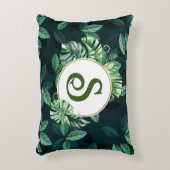 モノグラムカスタムレター植物の葉装飾用クッション アクセントクッション (正面(垂直))