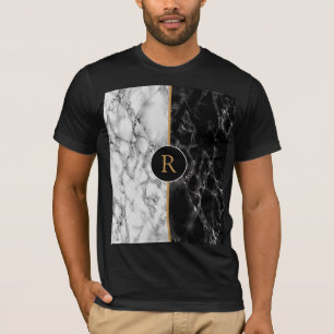 モノグラムカスタムレターTシャツ白黒大理石 Tシャツ