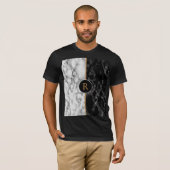 モノグラムカスタムレターTシャツ白黒大理石 Tシャツ (正面フル)