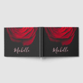 モノグラムカスタムレッドローズヴィンテージ写真黒 ゲストブック (全面)