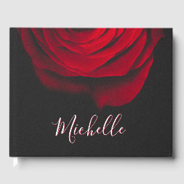 モノグラムカスタムレッドローズヴィンテージ写真黒 ゲストブック