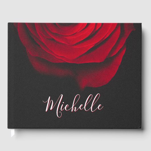 モノグラムカスタムレッドローズヴィンテージ写真黒 ゲストブック (正面)