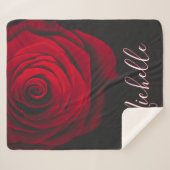 モノグラムカスタムレッドローズヴィンテージ写真黒 シェルパブランケット (正面(横))