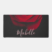 モノグラムカスタムレッドローズヴィンテージ写真黒 デスクマット (正面)