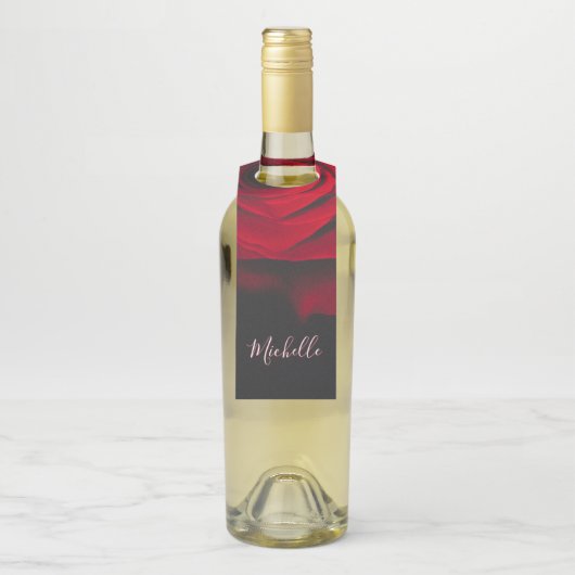 モノグラムカスタムレッドローズヴィンテージ写真黒 ボトルネックタグ (ボトル)