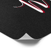 モノグラムカスタムレッドローズヴィンテージ写真黒 ポスター (角)