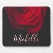 モノグラムカスタムレッドローズヴィンテージ写真黒 マウスパッド (正面)