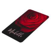 モノグラムカスタムレッドローズヴィンテージ写真黒 マグネット (左側)