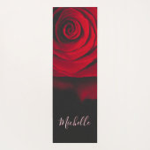 モノグラムカスタムレッドローズヴィンテージ写真黒 ヨガマット (裏面)