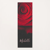 モノグラムカスタムレッドローズヴィンテージ写真黒 ヨガマット (正面)