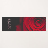 モノグラムカスタムレッドローズヴィンテージ写真黒 ヨガマット (正面(横))