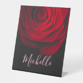 モノグラムカスタムレッドローズヴィンテージ写真黒 台座サイン (正面)