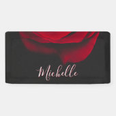 モノグラムカスタムレッドローズヴィンテージ写真黒 横断幕 (横)