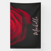 モノグラムカスタムレッドローズヴィンテージ写真黒 横断幕 (縦)