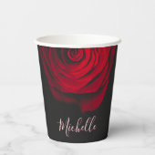 モノグラムカスタムレッドローズヴィンテージ写真黒 紙コップ (裏面)