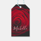 モノグラムカスタムレッドローズヴィンテージ写真 ギフトタグ (正面)