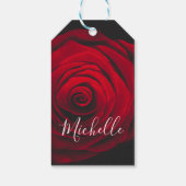 モノグラムカスタムレッドローズヴィンテージ写真 ギフトタグ (裏面)