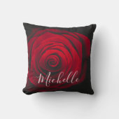 モノグラムカスタムレッドローズヴィンテージ写真 クッション (正面)