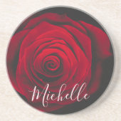 モノグラムカスタムレッドローズヴィンテージ写真 コースター (正面)