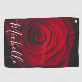 モノグラムカスタムレッドローズヴィンテージ写真 ゴルフタオル (横)