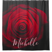 モノグラムカスタムレッドローズヴィンテージ写真 シャワーカーテン (正面)